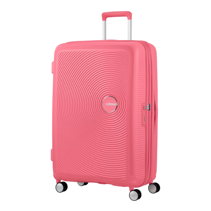 American Tourister Soundbox 4-kerekes keményfedeles bővíthető bőrönd 77 x 51.5 x 29.5/32.5 cm, rózsaszín