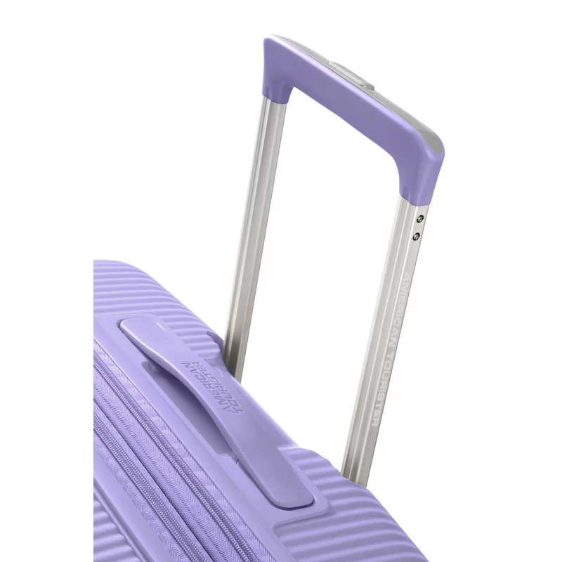American Tourister Soundbox 4-kerekes keményfedeles bővíthető bőrönd 77 x 51.5 x 29.5/32.5 cm, lila