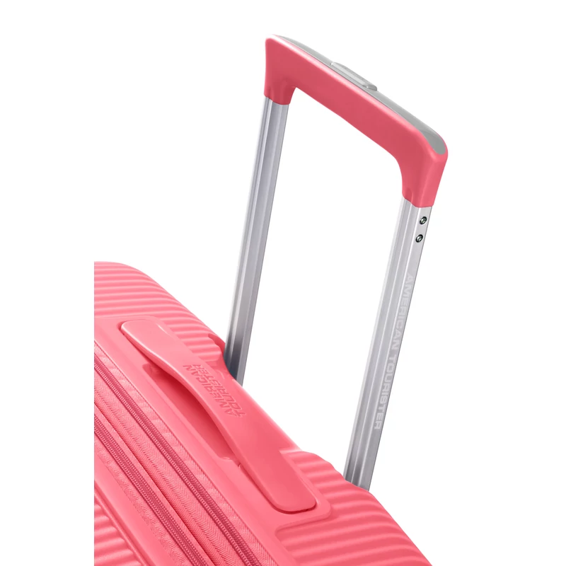 American Tourister Soundbox 4-kerekes keményfedeles bővíthető bőrönd 77 x 51.5 x 29.5/32.5 cm, rózsaszín