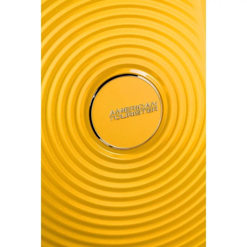 American Tourister Soundbox 4-kerekes keményfedeles bővíthető bőrönd 77 x 51.5 x 29.5/32.5 cm, sárga