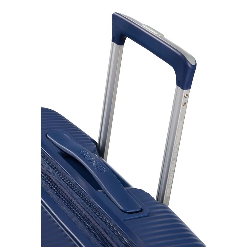 American Tourister Soundbox 4-kerekes keményfedeles bővíthető bőrönd 67 x 46.5 x 29/32 cm, sötétkék
