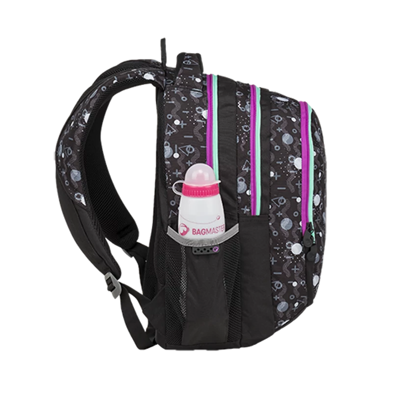 Bagmaster iskolatáska MAXVELL, fekete-szurke-lila