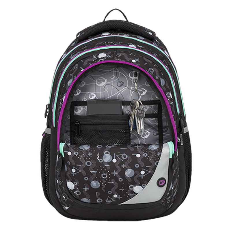 Bagmaster iskolatáska MAXVELL, fekete-szurke-lila