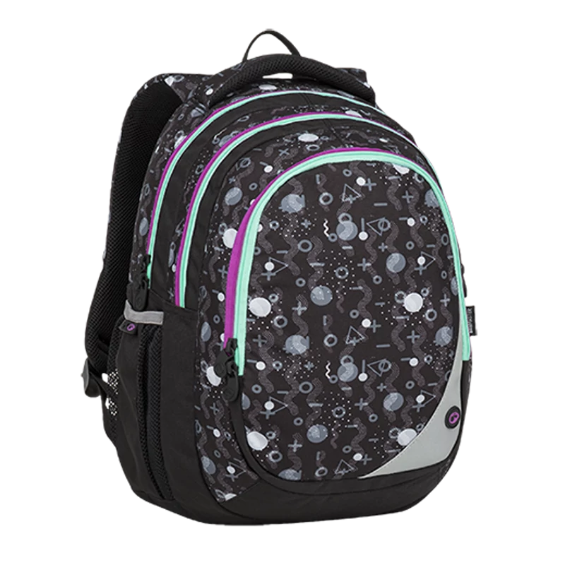 Bagmaster iskolatáska MAXVELL, fekete-szurke-lila