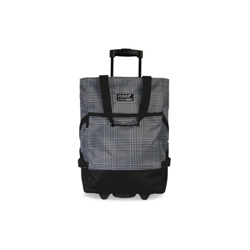 Punta kerekes bevásárlótáska szürke mintás